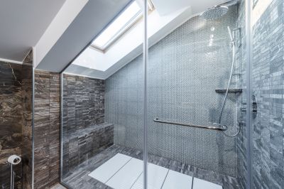 Open Shower Design with Clear Glass
