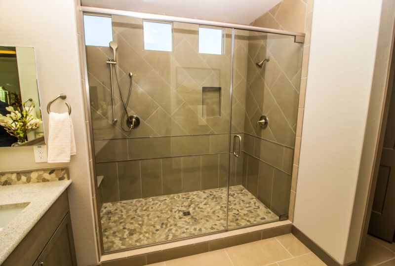Corner Shower with Glass Walls
